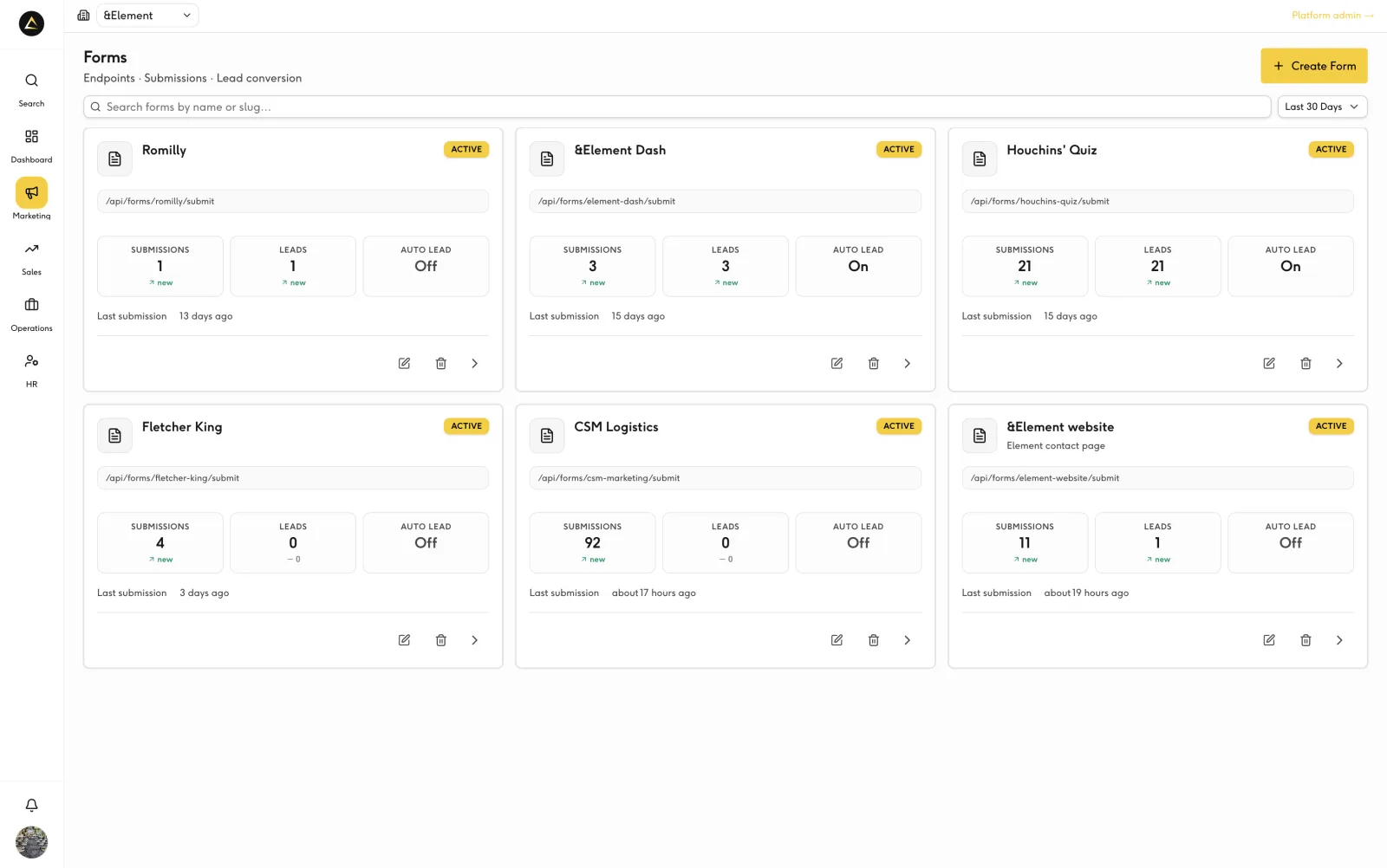 Form builder with customisable fields